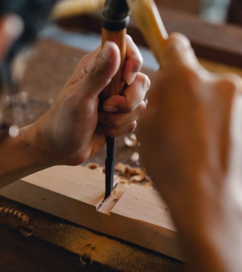 Traditional woodworking method used at our Workshop.