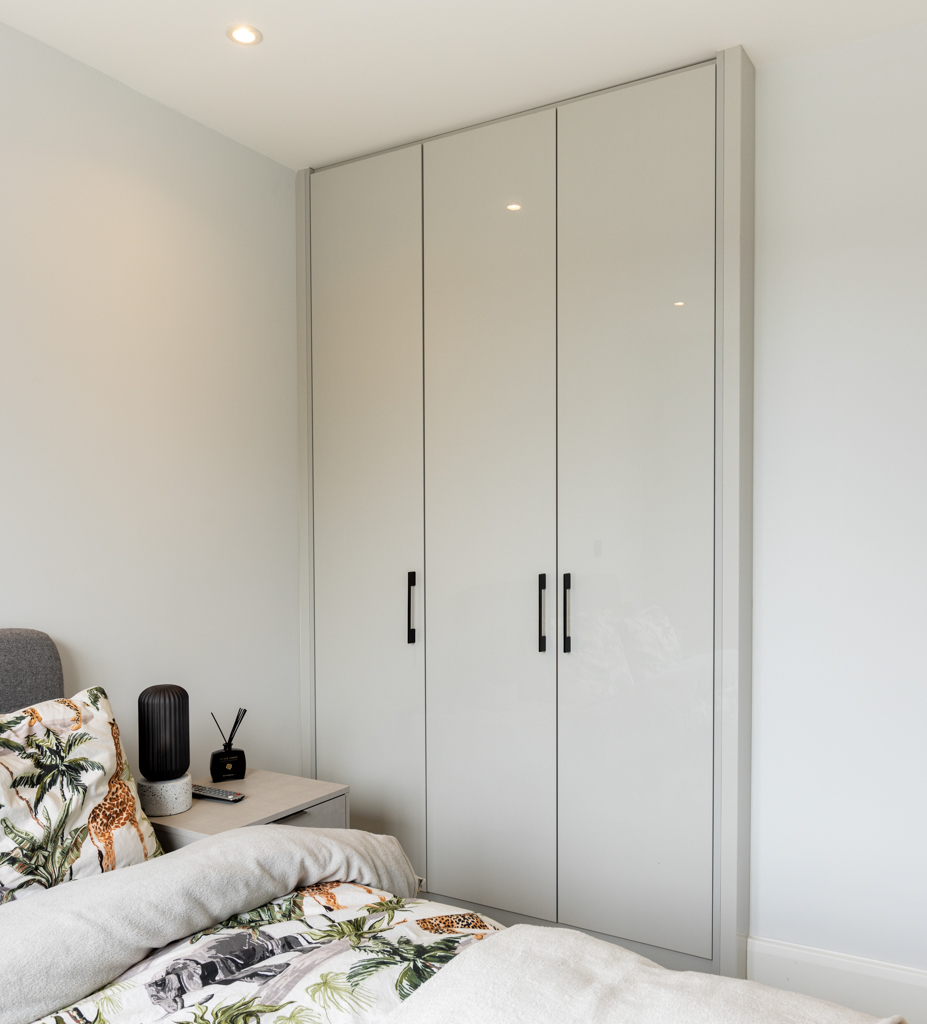 white built in wardrobe.